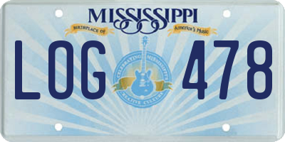 MS license plate LOG478