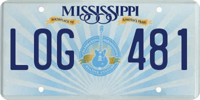 MS license plate LOG481