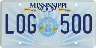 MS license plate LOG500