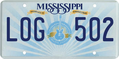 MS license plate LOG502