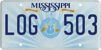 MS license plate LOG503