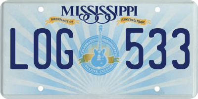 MS license plate LOG533