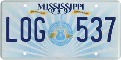 MS license plate LOG537