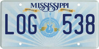 MS license plate LOG538
