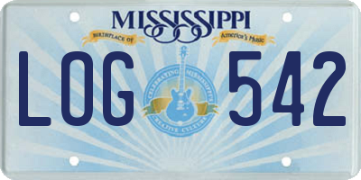 MS license plate LOG542