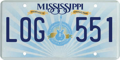 MS license plate LOG551