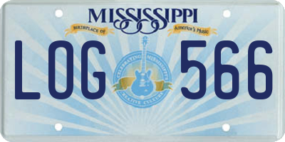 MS license plate LOG566