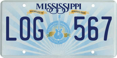 MS license plate LOG567