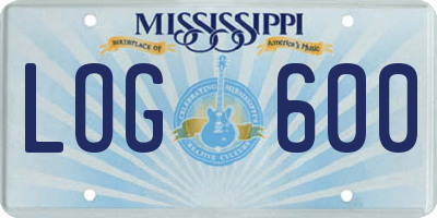 MS license plate LOG600