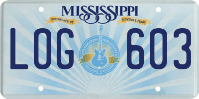 MS license plate LOG603