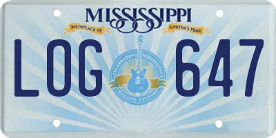 MS license plate LOG647