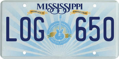MS license plate LOG650