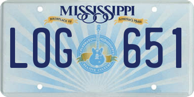 MS license plate LOG651
