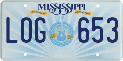 MS license plate LOG653