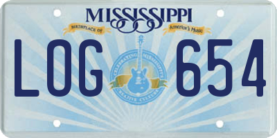 MS license plate LOG654