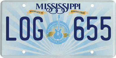 MS license plate LOG655