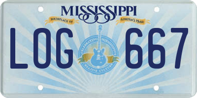 MS license plate LOG667