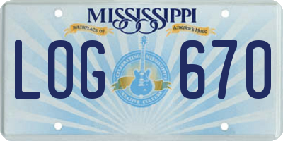MS license plate LOG670