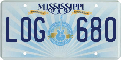 MS license plate LOG680