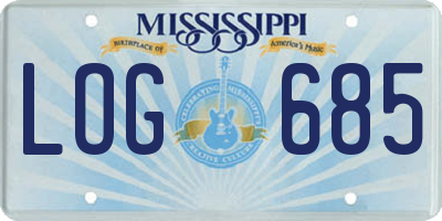 MS license plate LOG685
