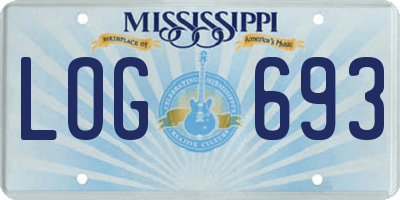 MS license plate LOG693