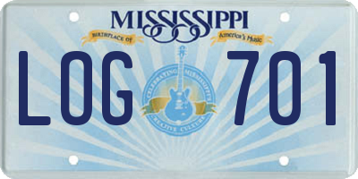 MS license plate LOG701