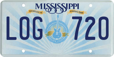 MS license plate LOG720