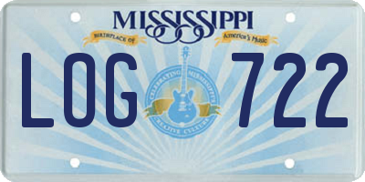 MS license plate LOG722