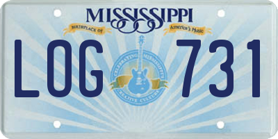 MS license plate LOG731