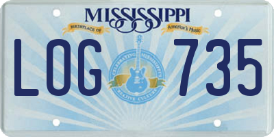 MS license plate LOG735
