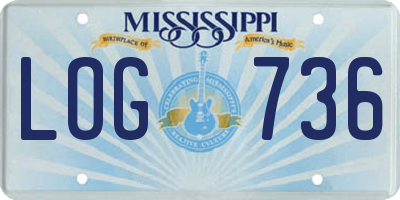 MS license plate LOG736