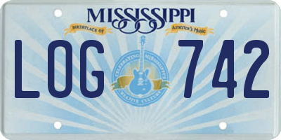 MS license plate LOG742