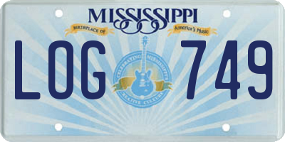 MS license plate LOG749