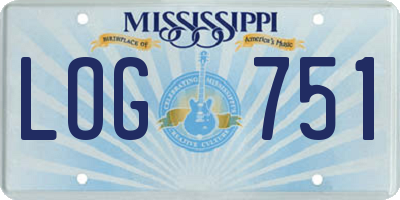 MS license plate LOG751