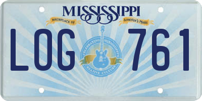 MS license plate LOG761