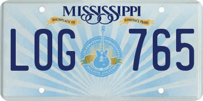 MS license plate LOG765
