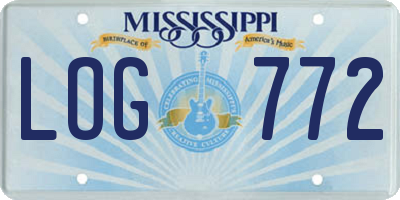 MS license plate LOG772