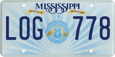 MS license plate LOG778