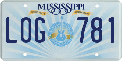 MS license plate LOG781