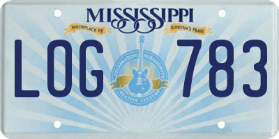 MS license plate LOG783