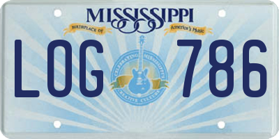 MS license plate LOG786