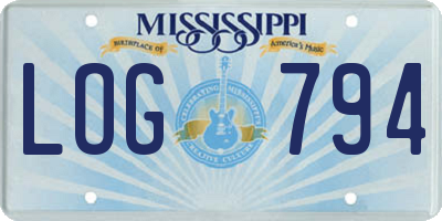 MS license plate LOG794