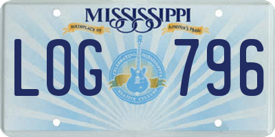 MS license plate LOG796