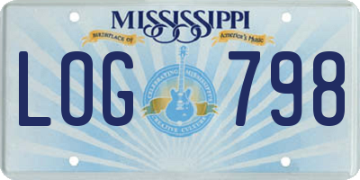 MS license plate LOG798