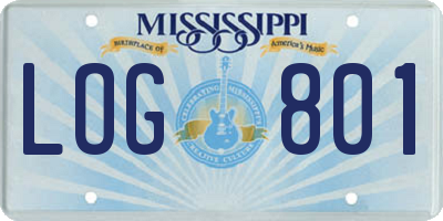 MS license plate LOG801