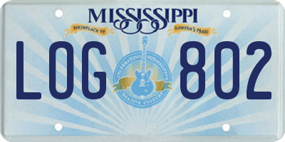 MS license plate LOG802