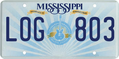MS license plate LOG803