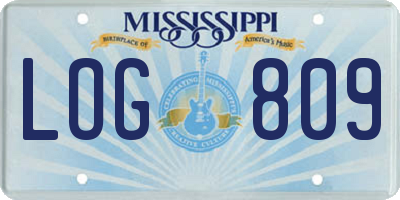 MS license plate LOG809