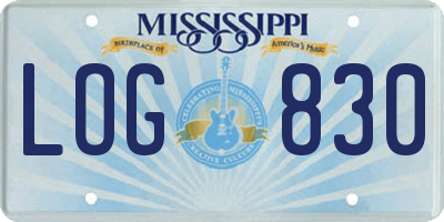 MS license plate LOG830