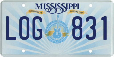 MS license plate LOG831